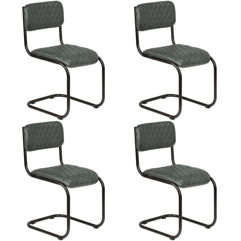 

Sillas de comedor 4 unidades cuero auténtico gris