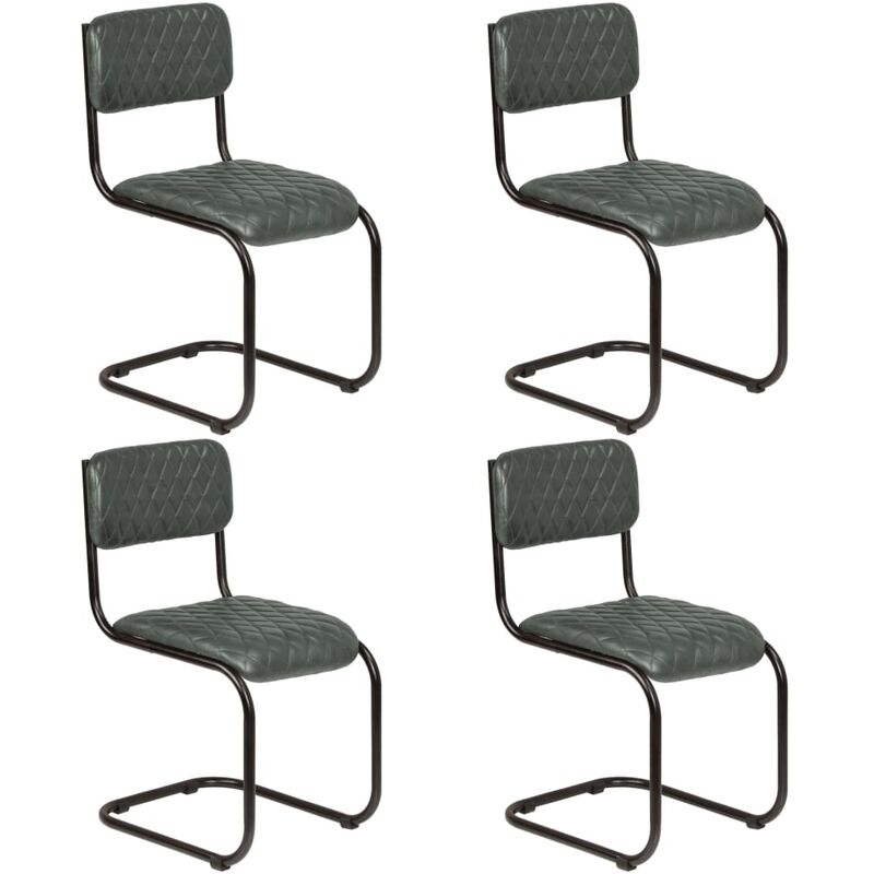 

vidaXL Sillas de Comedor Cuero Auténtico 4 Unidades Gris - Gris