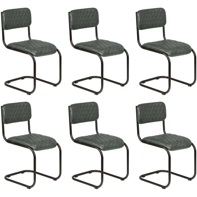 

Sillas de Comedor Cuero Auténtico 6 Unidades Gris - Gris - Vidaxl