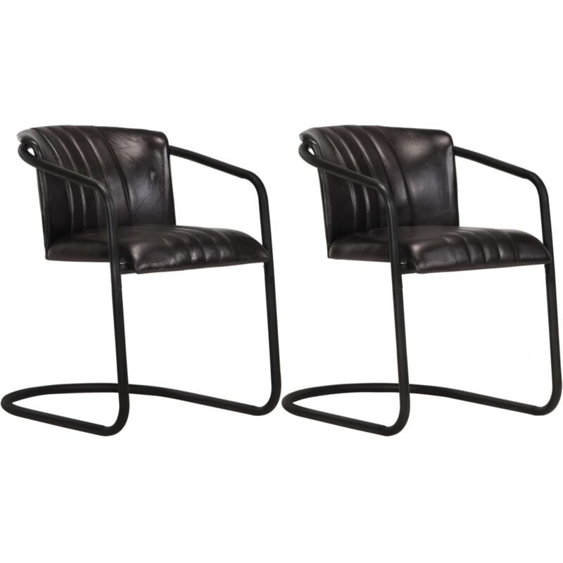 

vidaXL Sillas de Comedor Cuero Auténtico 2 Unidades Negro - Negro