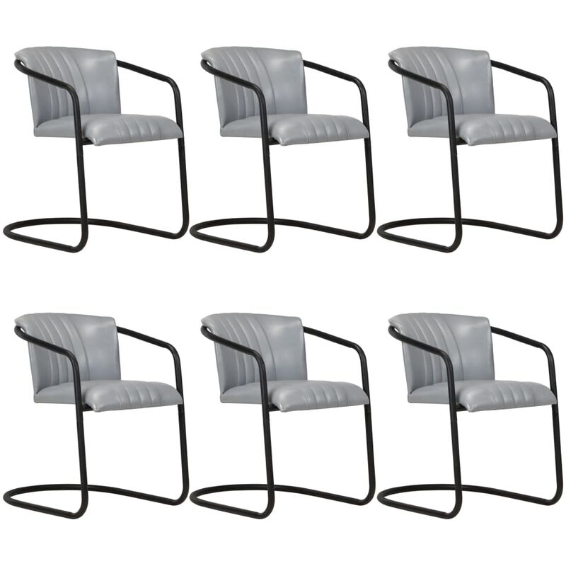 

Sillas de Comedor Cuero Auténtico 6 Unidades Gris - Gris - Vidaxl