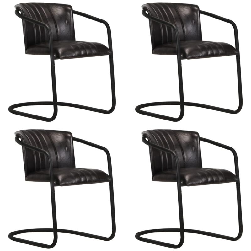 

Sillas de Comedor Cuero Auténtico 4 Unidades Negro - Negro - Vidaxl