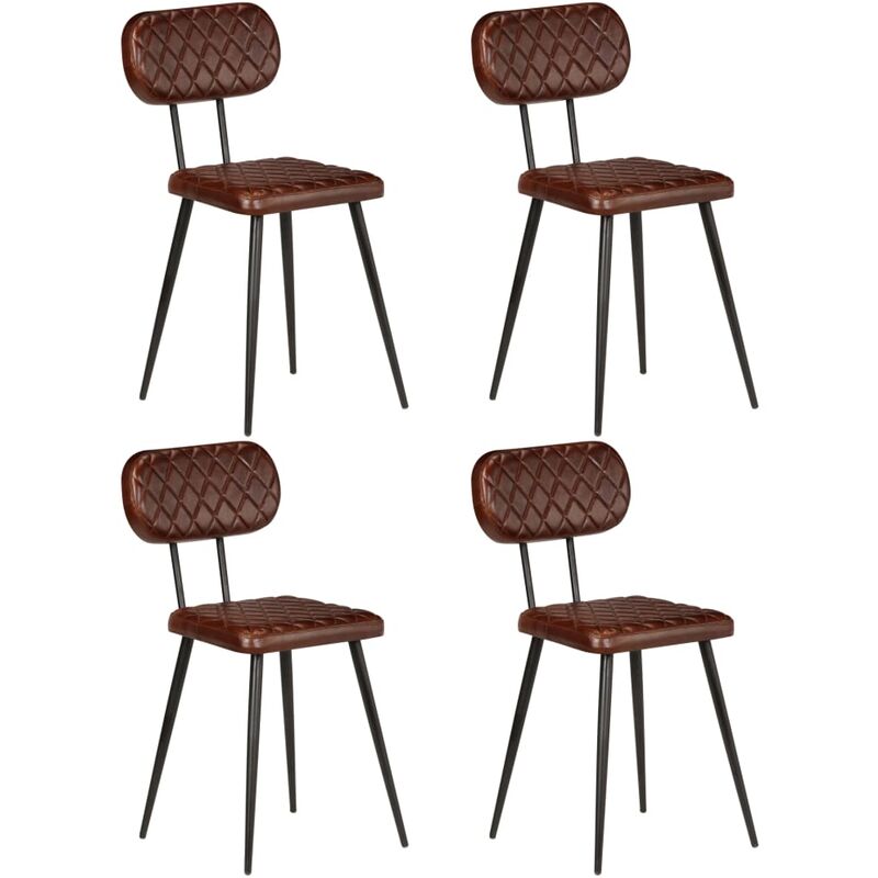 

Happyshopping - Sillas de comedor 4 unidades cuero autentico marron