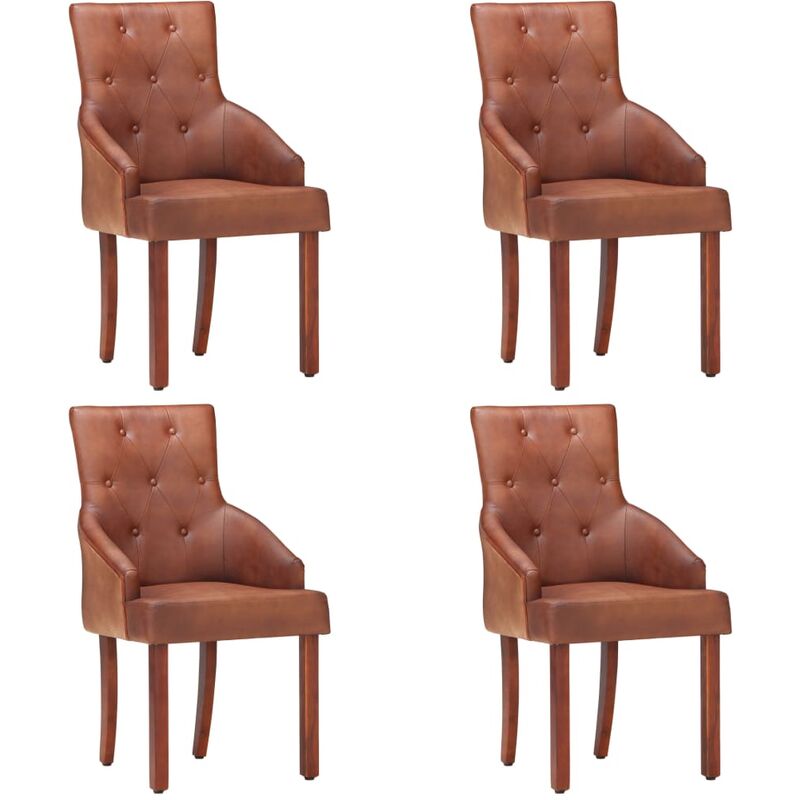 

Sillas de comedor 4 unidades cuero auténtico de cabra marrón - Marrón