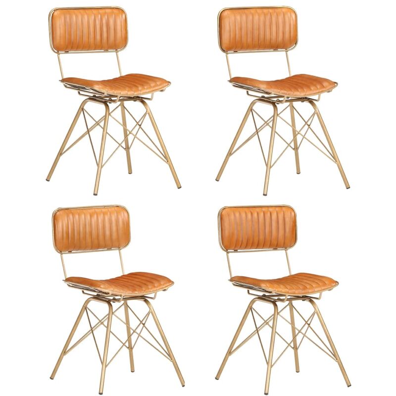 

Sillas de comedor 4 unidades cuero de cabra latón y marrón