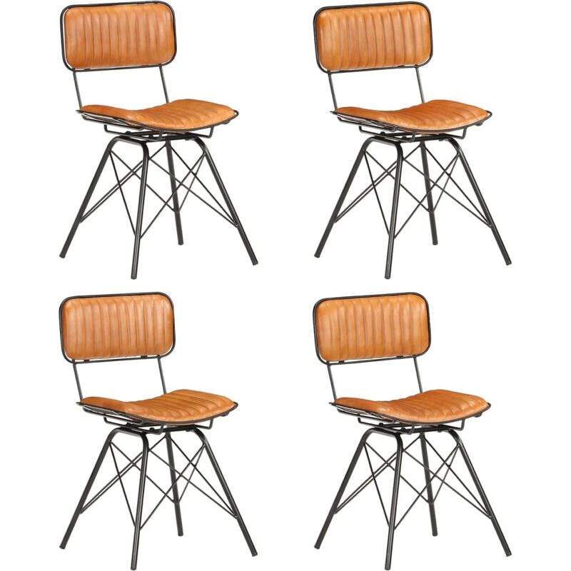 

Sillas de comedor 4 unidades cuero de cabra negro y marrón