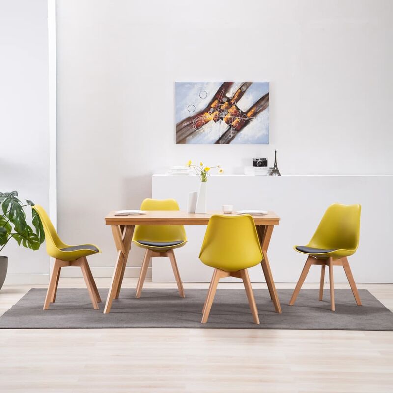 

Happyshopping - Sillas de comedor 4 unidades cuero sintetico amarillo y negro