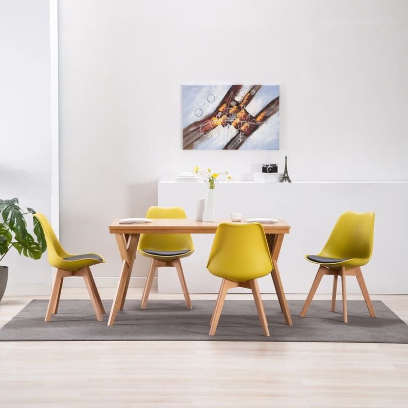 

Sillas de comedor 4 unidades cuero sintético amarillo y negro