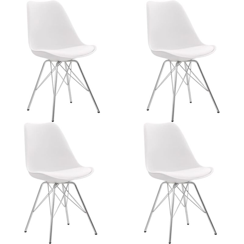 

Happyshopping - Sillas de comedor 4 unidades cuero sintetico blanco