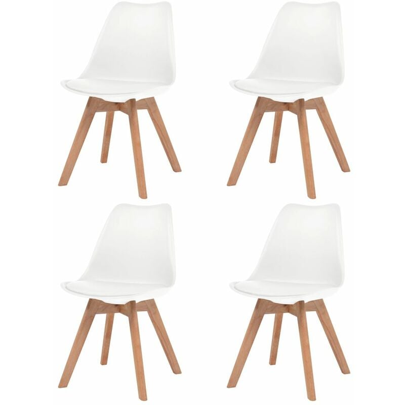

Sillas de comedor 4 unidades cuero sintético blanco