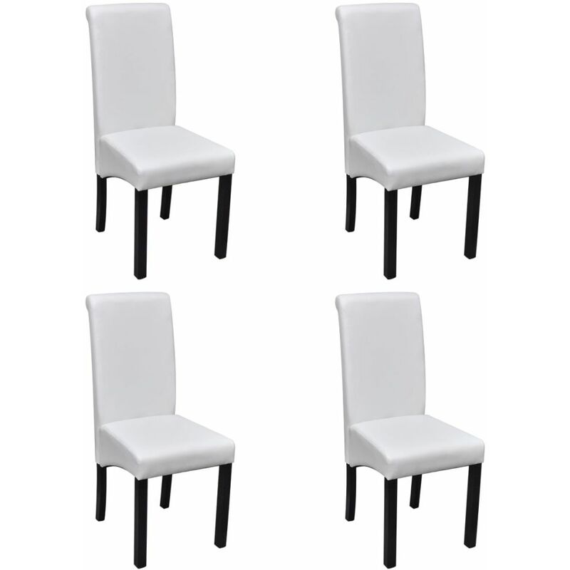 

Sillas de comedor 4 unidades cuero sintético blanco