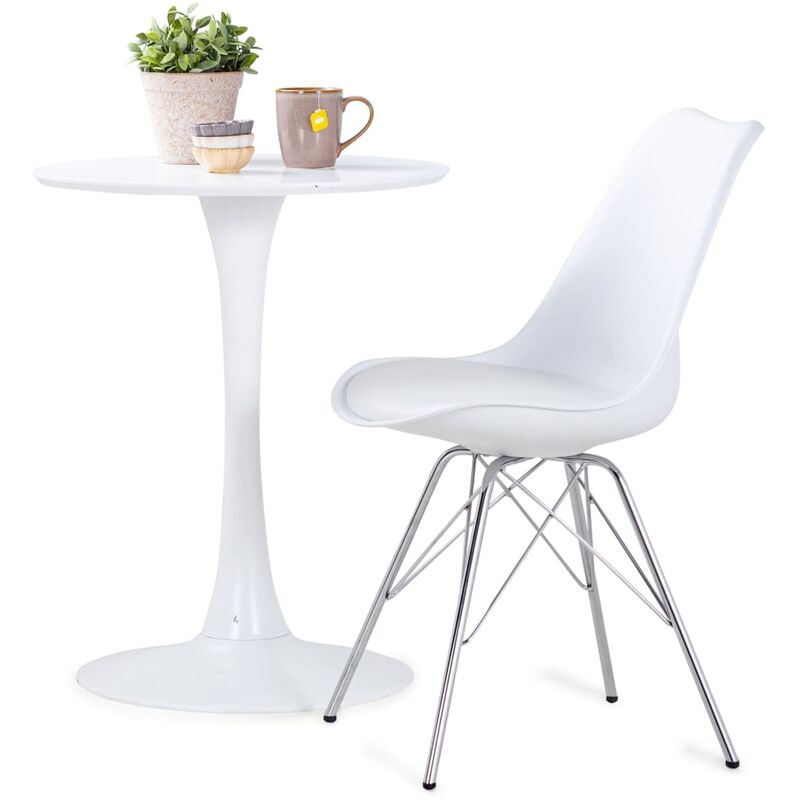 

Sillas de comedor 4 unidades cuero sintético blanco