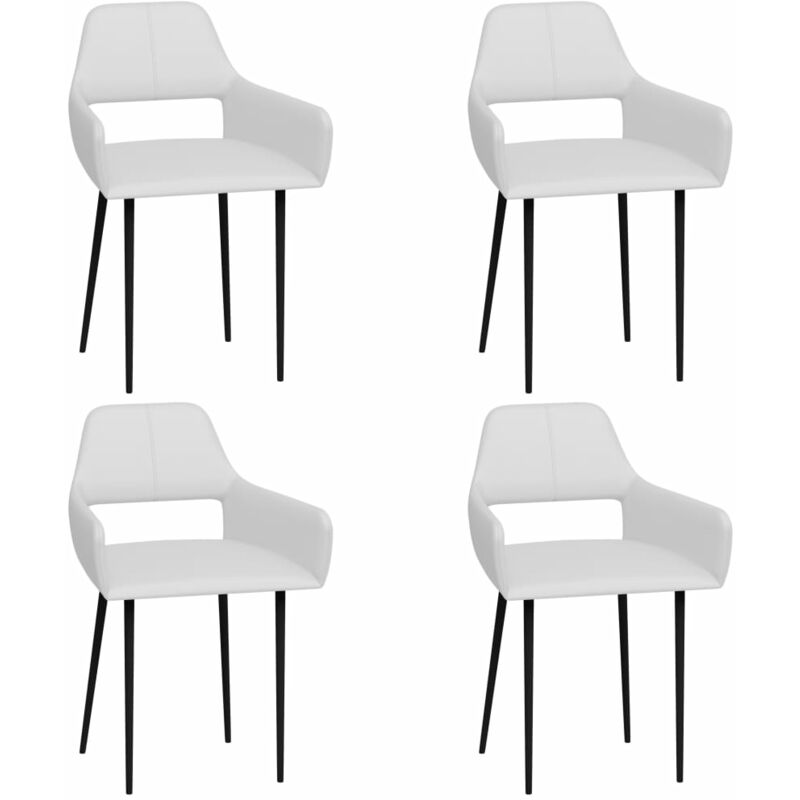 

Sillas de comedor 4 unidades cuero sintético blanco