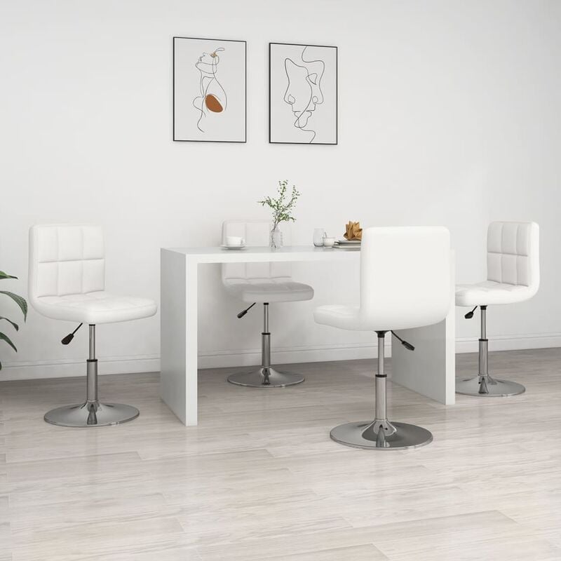 

Sillas de comedor 4 unidades cuero sintético blanco