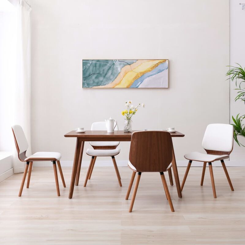 

Sillas de comedor 4 unidades cuero sintético blanco