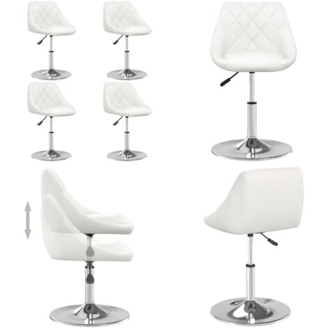 Sillas de comedor 4 unidades cuero sintético blanco - Sillas de comedor ajustables - Sillas de comedor con gas