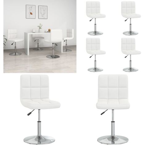 Sillas de comedor 4 unidades cuero sintético blanco - Sillas giratorias - Sillas de oficina