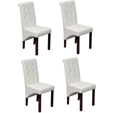 Sillas de comedor 4 unidades cuero sintético blanco vidaXL