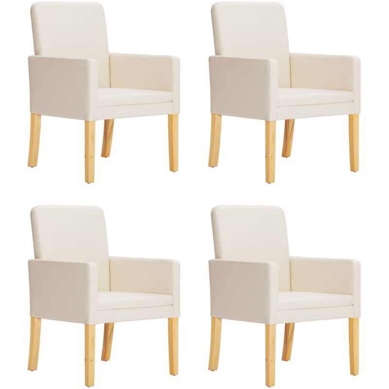 

Sillas de comedor 4 unidades cuero sintético color crema