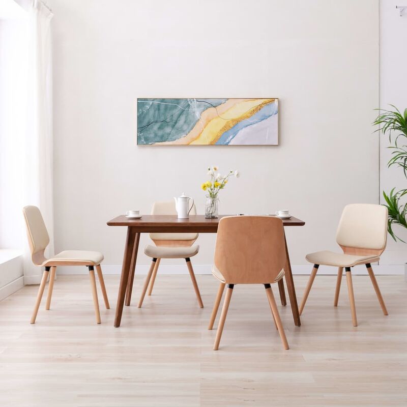 

Sillas de comedor 4 unidades cuero sintético color crema