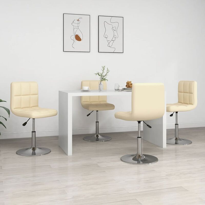 

Sillas de comedor 4 unidades cuero sintético color crema