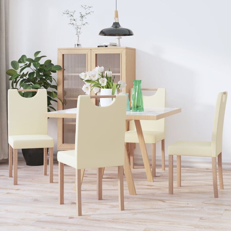 

Sillas de comedor 4 unidades cuero sintético color crema
