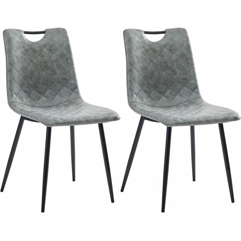 

Sillas de Comedor Cuero Sintético Gris Oscuro 2 Unidades - Gris - Vidaxl
