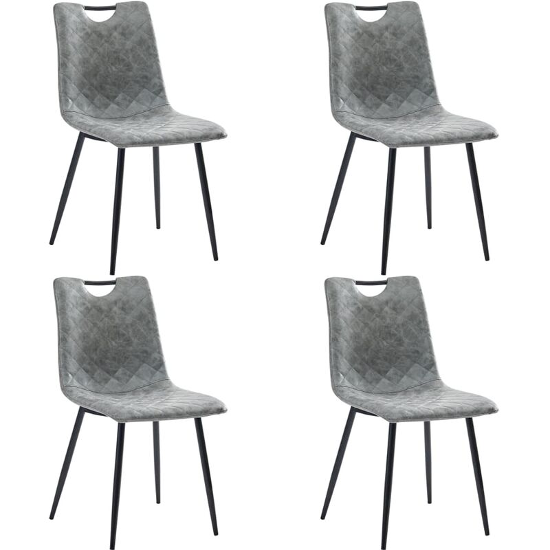 

vidaXL Sillas de Comedor Cuero Sintético Gris Oscuro 4 Unidades - Gris