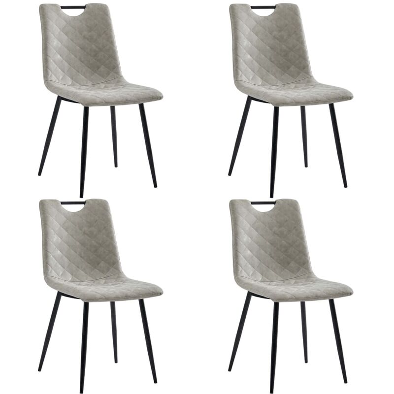

vidaXL Sillas de Comedor Cuero Sintético Gris Claro 4 Unidades - Gris