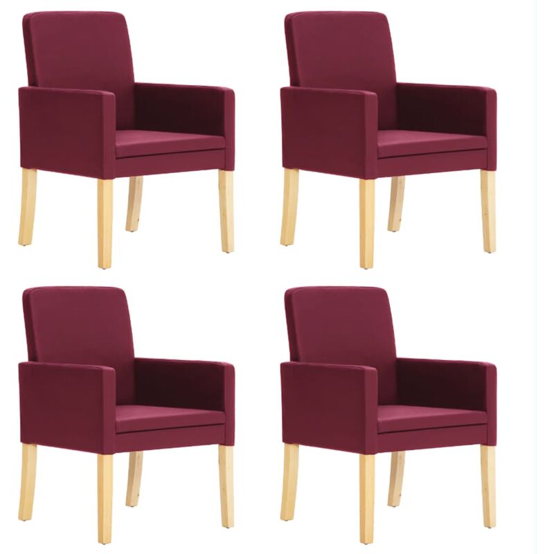 

Sillas de comedor 4 unidades cuero sintético color vino tinto