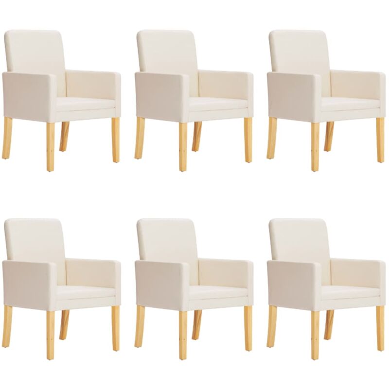 

vidaXL Sillas de Comedor Cuero Sintético 6 Unidades Crema - Crema