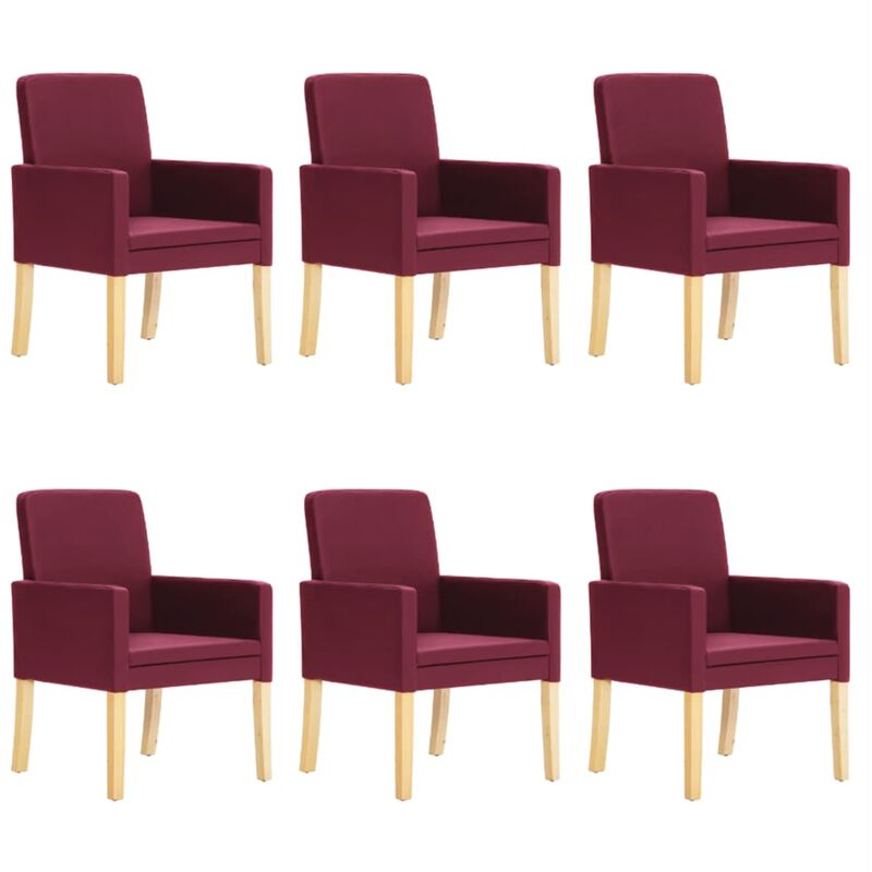 

Sillas de Comedor Cuero Sintético 6 Unidades Vino Tinto - Rojo - Vidaxl