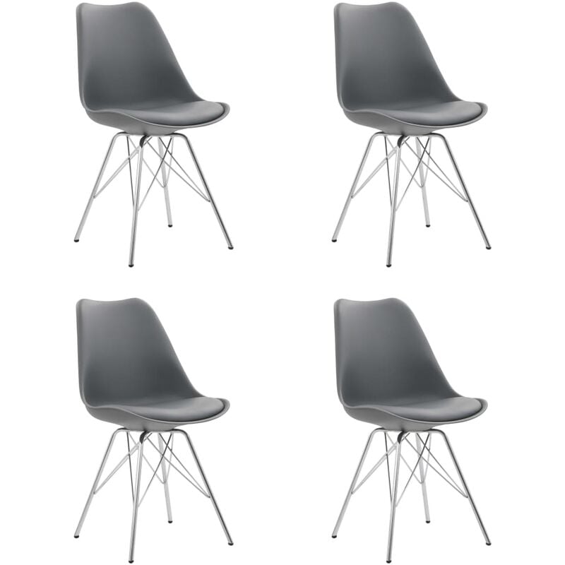 

Happyshopping - Sillas de comedor 4 unidades cuero sintetico gris