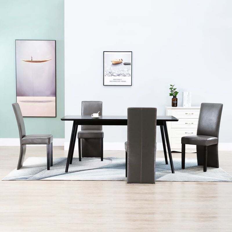 

Sillas de comedor 4 unidades cuero sintético gris