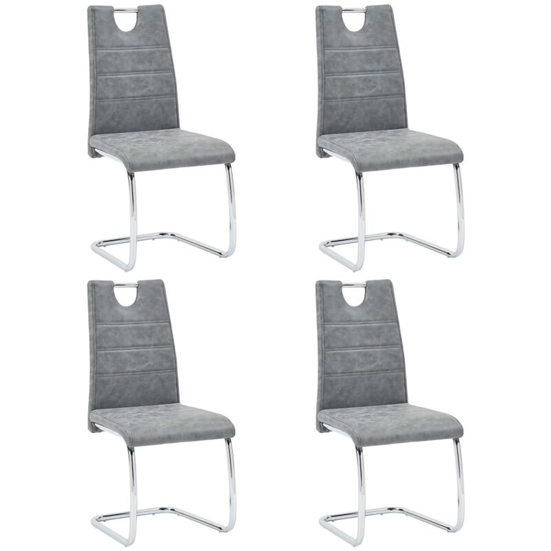 

Sillas de comedor 4 unidades cuero sintético gris