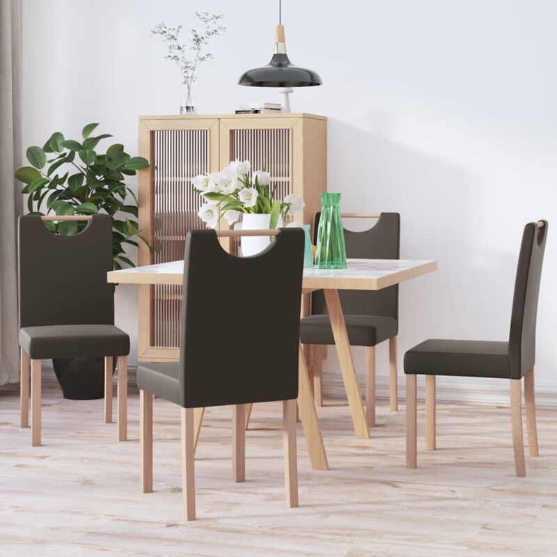 

Sillas de comedor 4 unidades cuero sintético gris