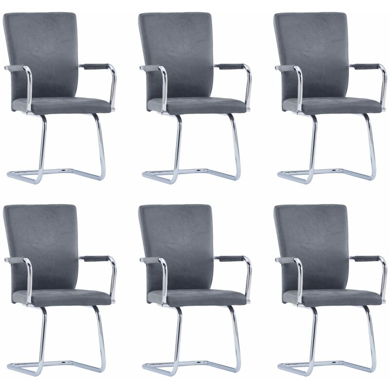 

Sillas Voladizas de Comedor 6 Unidades Piel de Ante Sintético Gris - Gris - Vidaxl