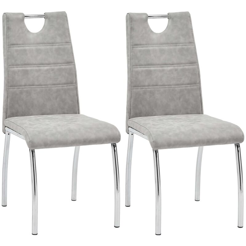 

vidaXL Sillas de Comedor Cuero Sintético 2 Unidades Gris Claro - Gris
