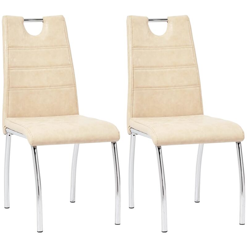 

vidaXL Sillas de Comedor Cuero Sintético 2 Unidades Crema - Crema