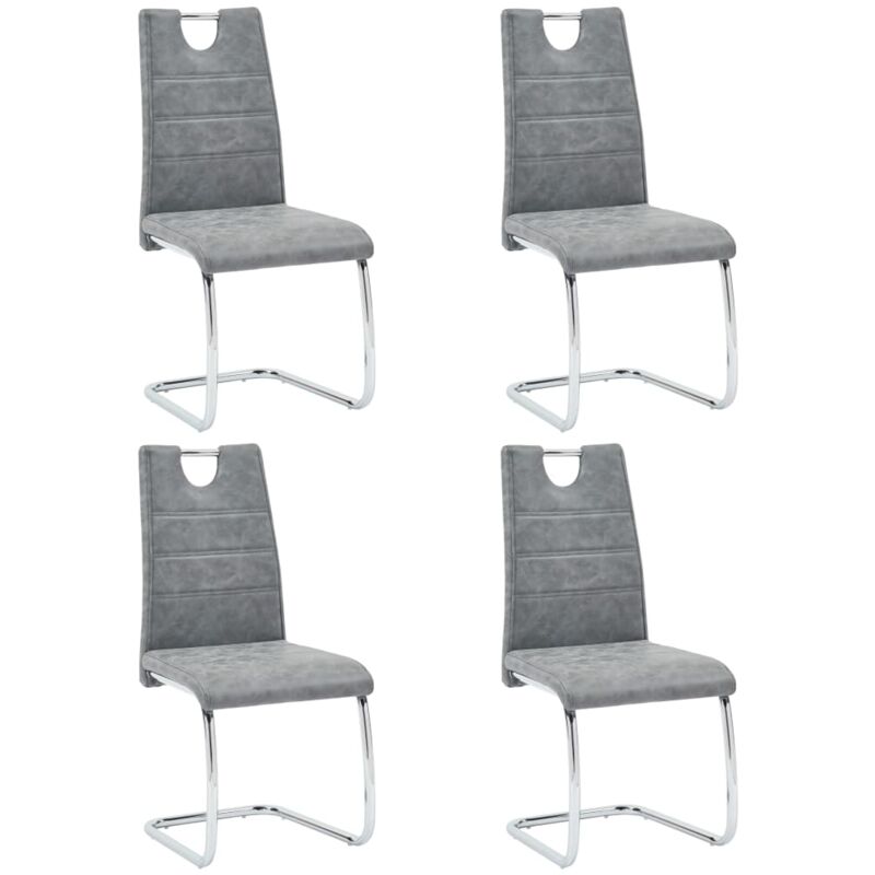 

vidaXL Sillas de Comedor Cuero Sintético 4 Unidades Gris - Gris