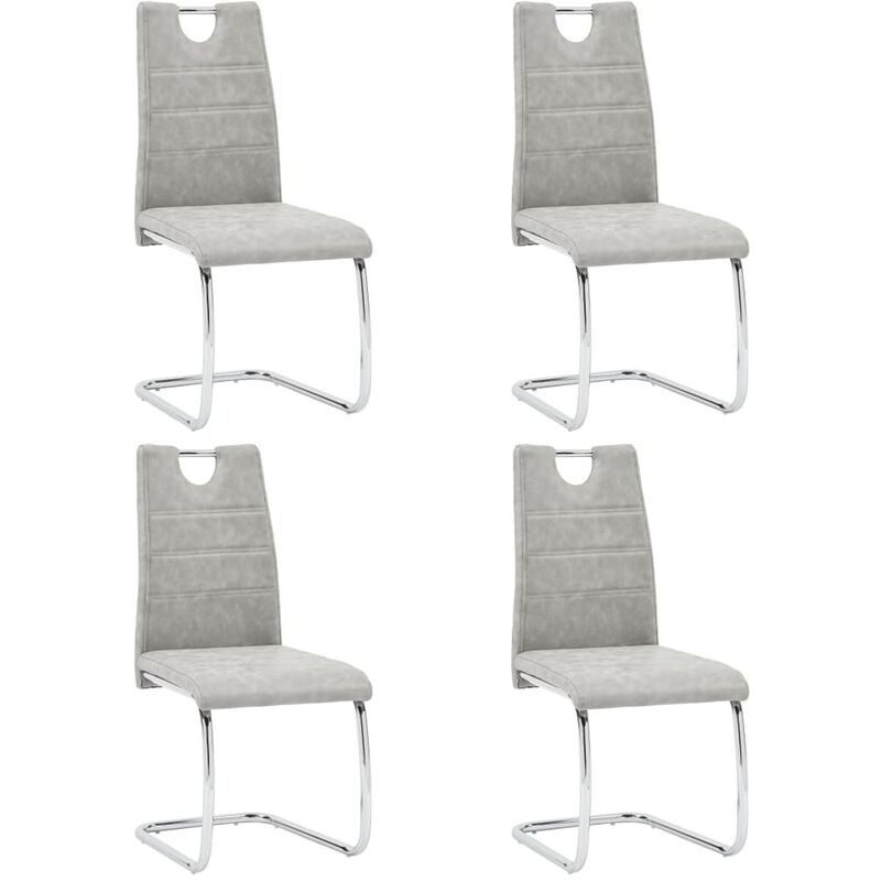 

vidaXL Sillas de Comedor Cuero Sintético 4 Unidades Gris Claro - Gris