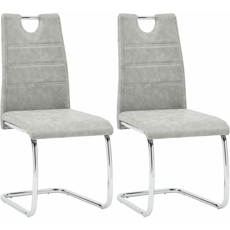 

vidaXL Sillas de Comedor Cuero Sintético 2 Unidades Gris Claro - Gris
