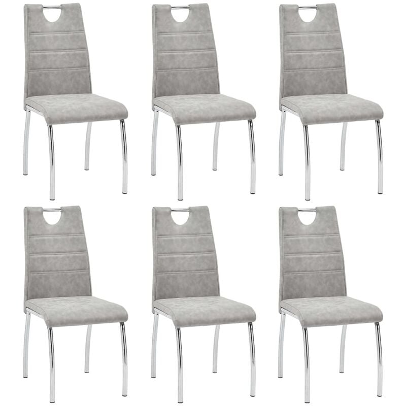 

Sillas de Comedor Cuero Sintético 6 Unidades Gris Claro - Gris - Vidaxl