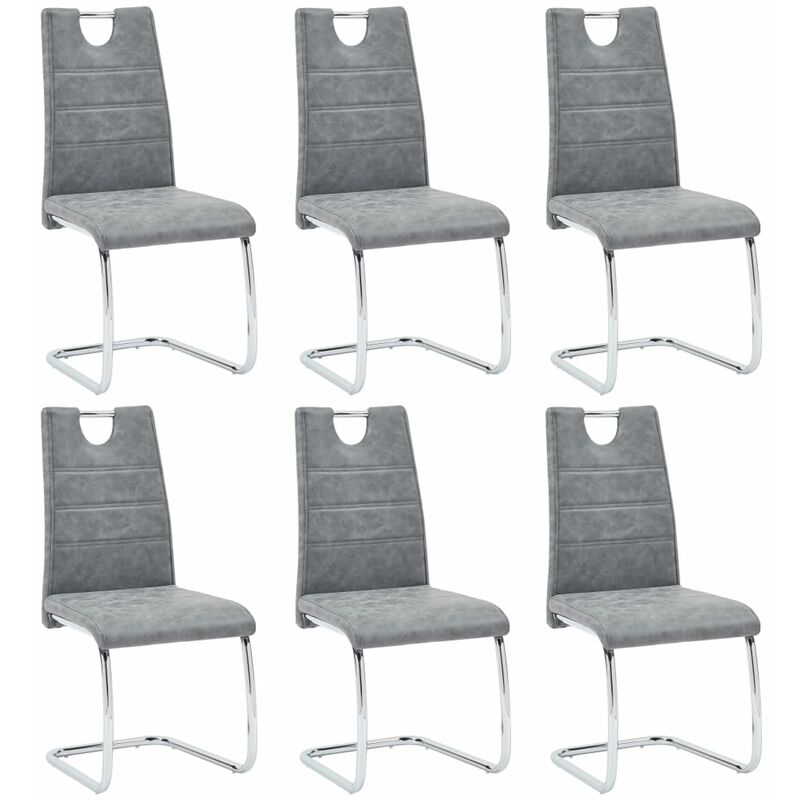 

vidaXL Sillas de Comedor Cuero Sintético 6 Unidades Gris - Gris