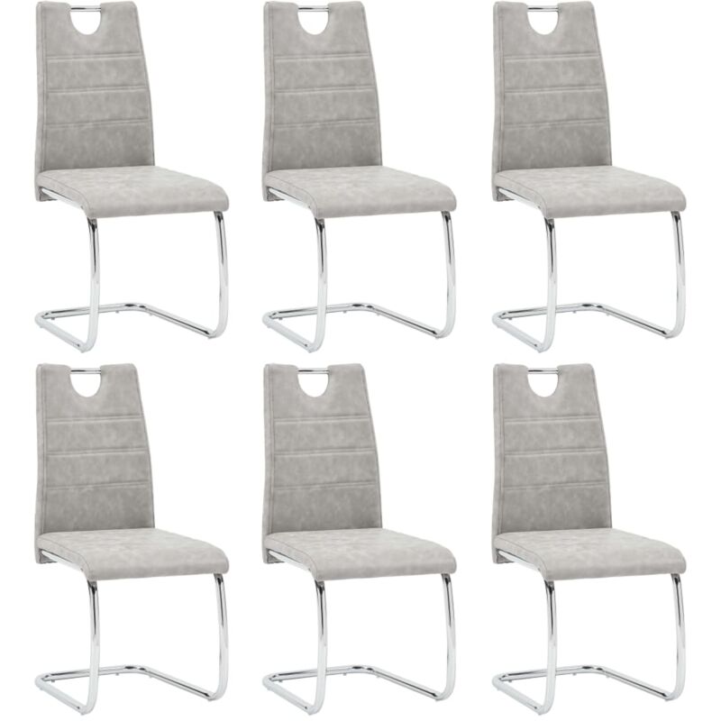 

vidaXL Sillas de Comedor Cuero Sintético 6 Unidades Gris Claro - Gris