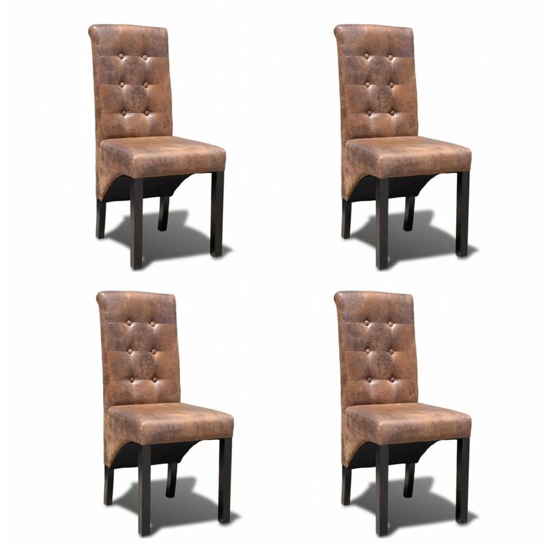 

Happyshopping - Sillas de comedor 4 unidades cuero sintetico marron