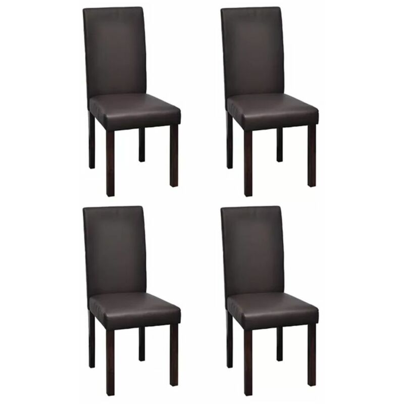 

Happyshopping - Sillas de comedor 4 unidades cuero sintetico marron