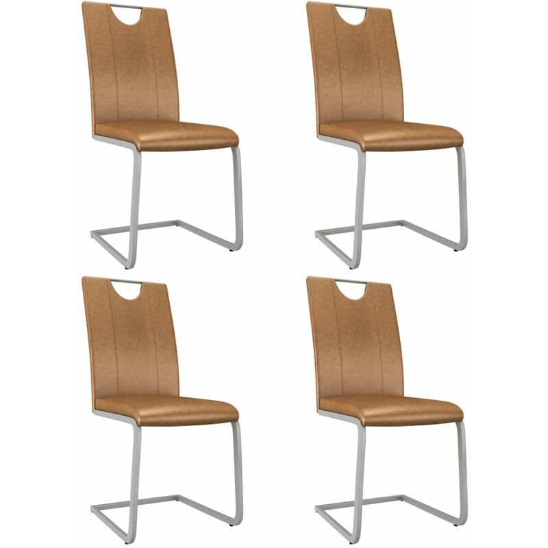 

Sillas de comedor 4 unidades cuero sintético marrón