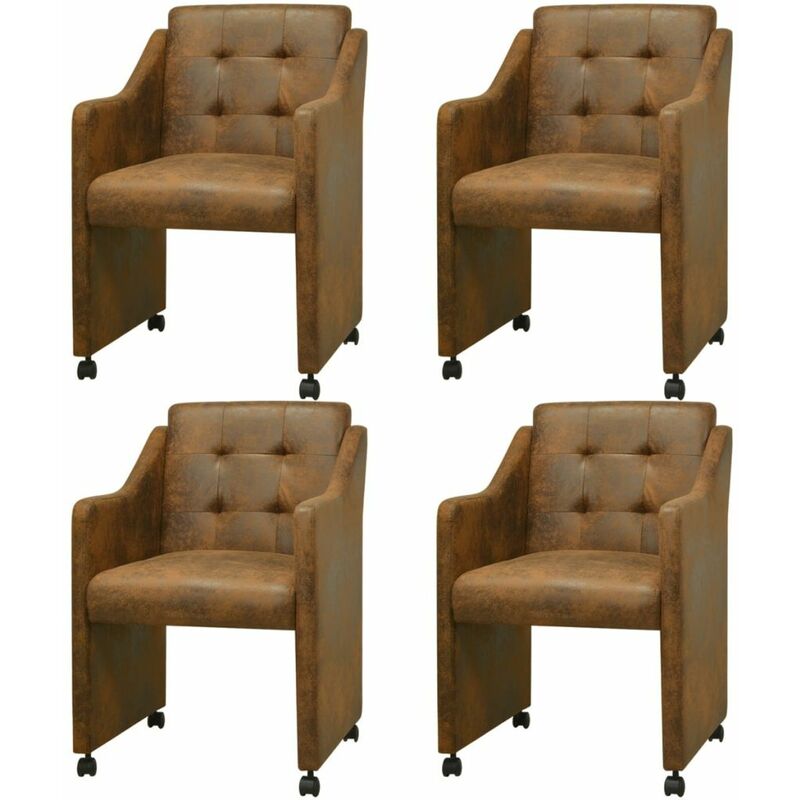 

Sillas de comedor 4 unidades cuero sintético marrón