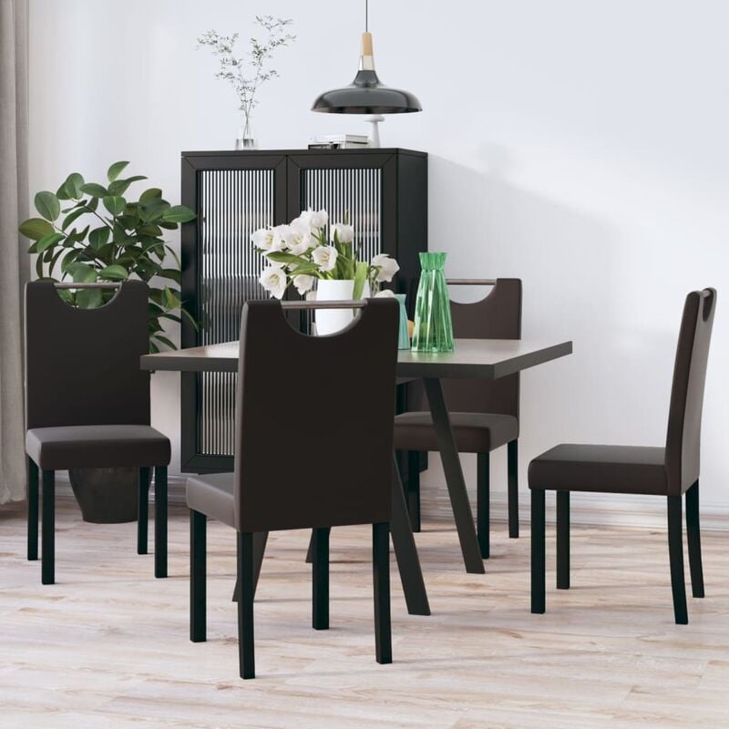 

Sillas de comedor 4 unidades cuero sintético marrón